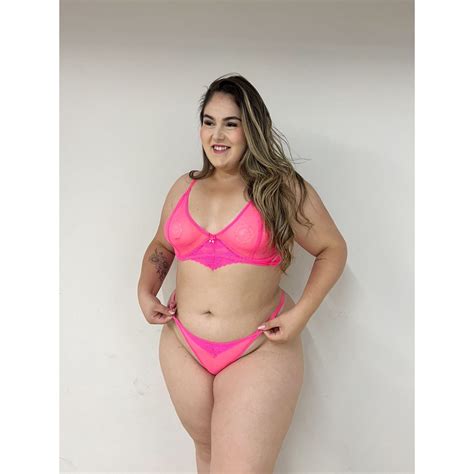 Lingerie Sexy Plus Size De Tule Transparente Cores Neon Aro Sem Bojo Tamanhos