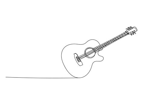 Acoustic Guitar Line Drawing Style Vector Design 7582351 Vector Art