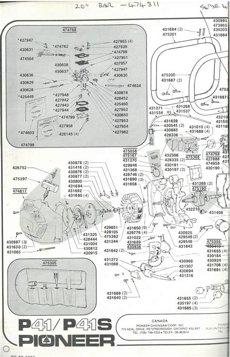 Pioneer Chainsaw Model P41 And P41s Parts Manual