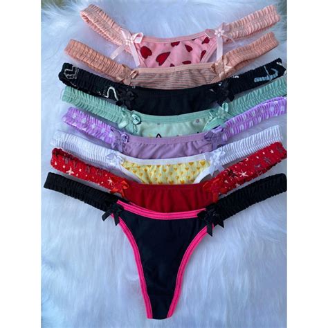 Kit Calcinhas Tanga Fio Dental Sexy Forro Algod O Tanguinha Pala Lateral Lingerie
