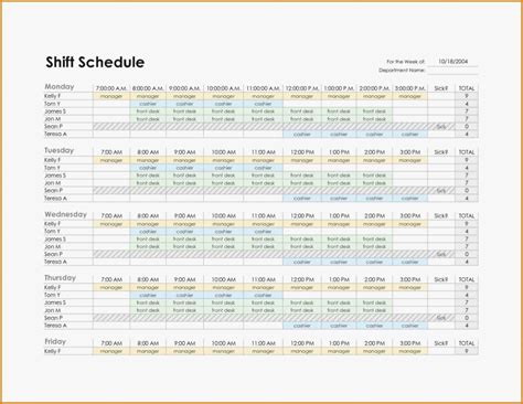 Employee Work Schedule Spreadsheet — db-excel.com