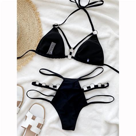 Sexy Bikini Women New Micro Swimsuit Strings Bikini Set Bandageswimwear Ring Linked Bathing