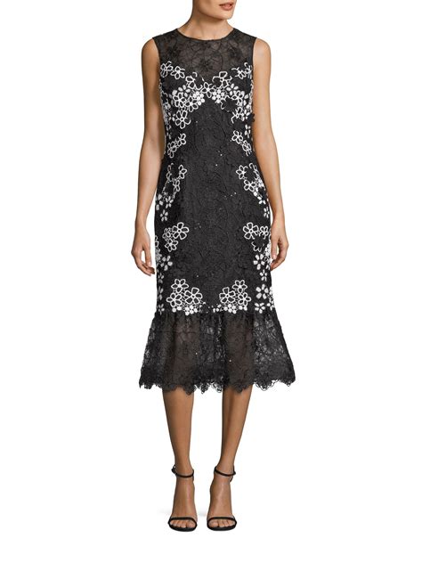 Teri Jon Floral Lace Dress In Black Lyst