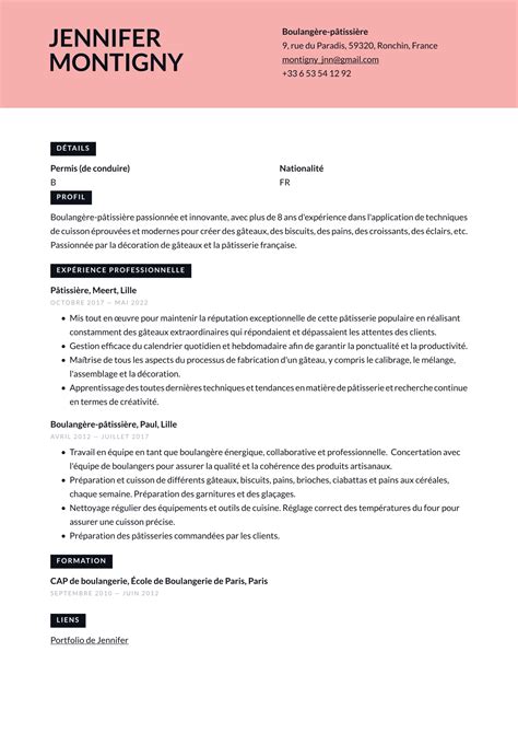 Exemple De Cv Pour Boulanger P Tissier Et Guide De R Daction Cvapp Fr