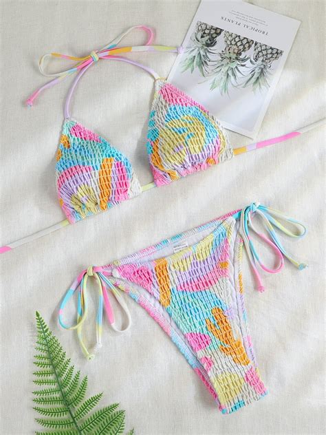 Sexy Triangle Bikini Set String Bikinis Patchwork Swimwear Push Up Swimsuit Women Micro