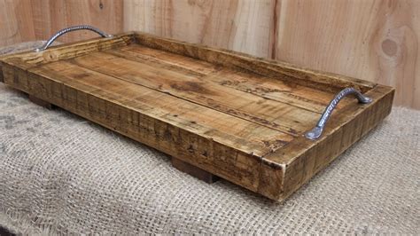 Large Rustic Serving Tray / Wooden Tray Made From Reclaimed