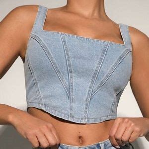 Naked Wardrobe Tops Naked Wardrobe The Denim Corset Top In Light Denim Poshmark