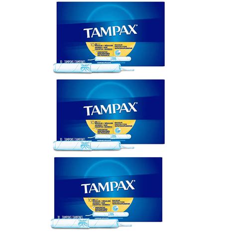 3 Pack Tampax Tampons Regular Absorbency Backup Protection Anti Slip