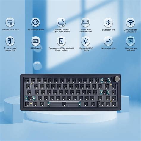 Feker Gmk Mechanical Keyboard Kit Hot Swappable Wireless Bluetooth Tri Modes Key