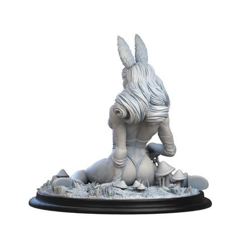 D Printable White Rabbit Pinup Naked Clothed By Silvia Corso