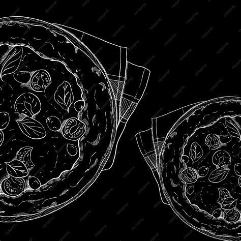 Premium Vector Outline Of Pizza Margarita On A Dark Background