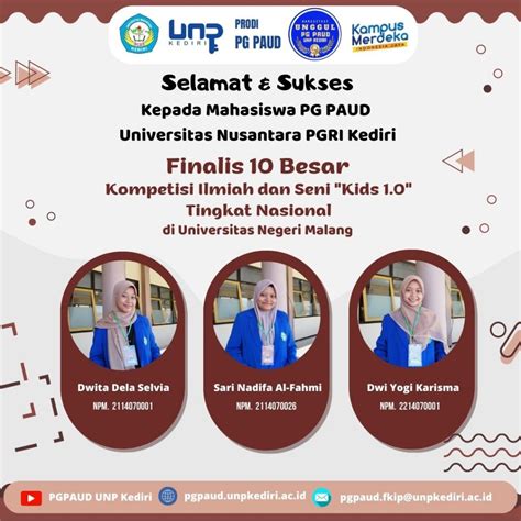 Selamat Sukses Kepada Mahasiswa PG PAUD UNP KEDIRI Menjadi Finalis 10