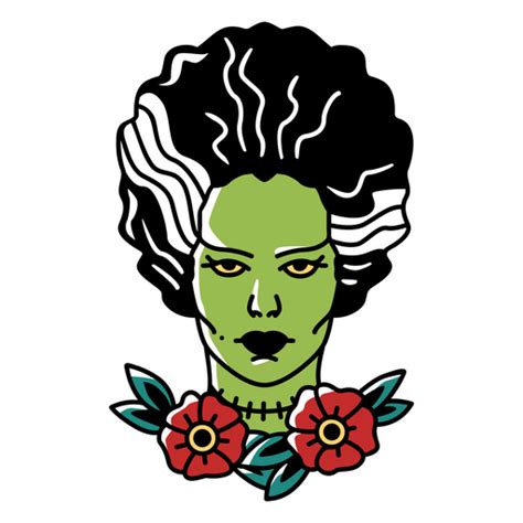 Diseño Png Y Svg De Ícono De Tatuaje De Cabeza De Novia Zombie Para