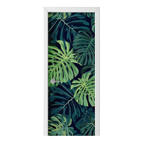 Naklejka Na Drzwi Homeprint Zielone Li Cie Monstera X Cm