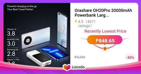 Orashare Oh Pro Mah Powerbank Large Capacity W Super Fast