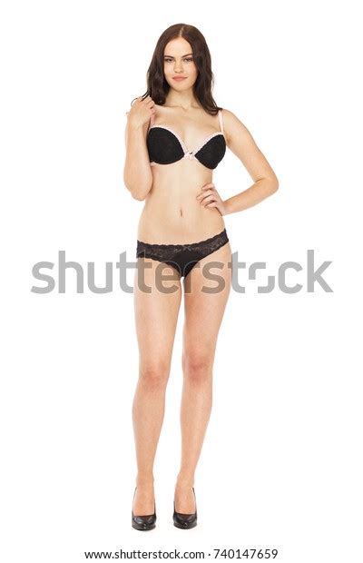 Full Portrait Sexy Brunette Woman Black Stock Photo 740147659 Shutterstock