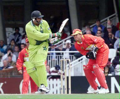 Inzamam Turns The Ball Behind Square Watched By Andy Flower June