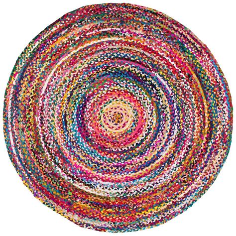 Bohemian Colorful Cotton Area Rugs Hand Braided Round Rugs Etsy