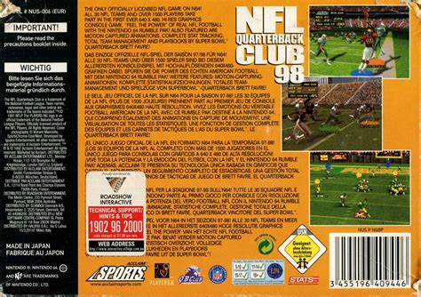 NFL Quarterback Club 98 cover or packaging material - MobyGames