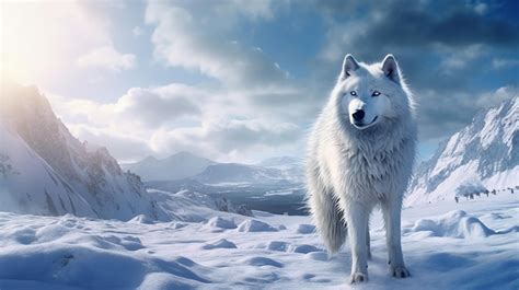 Premium Photo | White wolf in the snow wallpaper