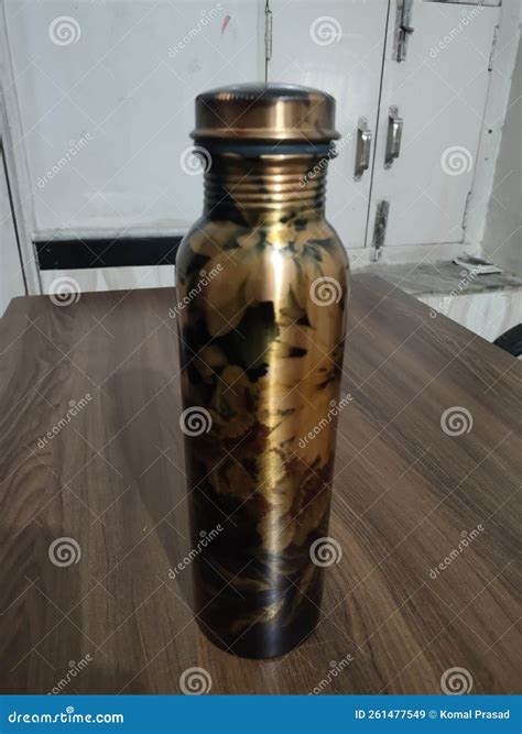 Copper Water Bottle In Design Stock Image Image Of Sculpture Metal