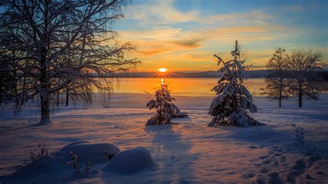 Fonds Decran 1920x1080 Levers Et Couchers De Soleil Hiver Suède Arvika