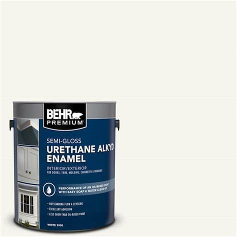 BEHR PREMIUM 1 Gal 75 Polar Bear Urethane Alkyd Semi Gloss Enamel