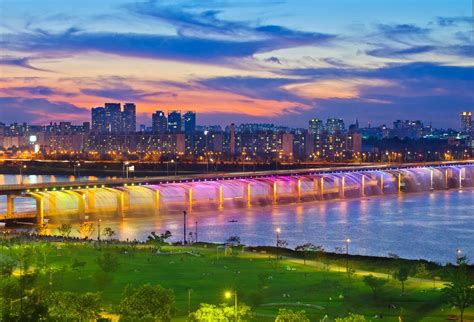 Travel Trip Journey Moonlight Rainbow Banpo Bridge Seoul South Korea