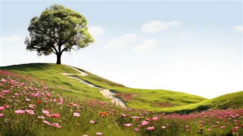 Png Flower Field Tree Grassland Premium Ai Generated Image