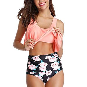 Amazon Bikini Bathing Suits For Women Two Piece Swimsuit Ruffled Top With High Waisted