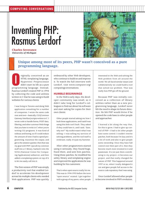 (PDF) Inventing PHP: Rasmus lerdorf