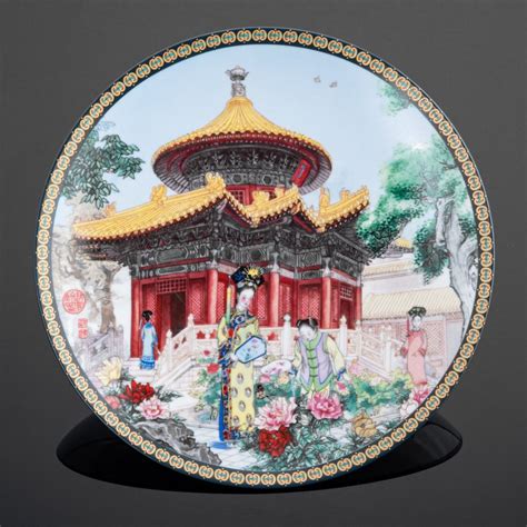 Тарелка декоративная с жанровой сценкой, фарфор, деколь, Императорский ...