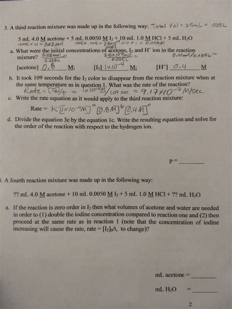 Solved Pre-Lab: Experiment 10: Chemical Kineties 1. In an | Chegg.com