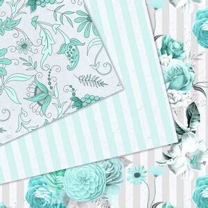 Turquoise Floral Digital Paper Seamless Backgrounds With Aqua Flower