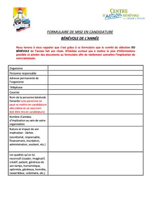 Fillable Online Ville Matane Qc FORMULAIRE DE MISE EN CANDIDATURE