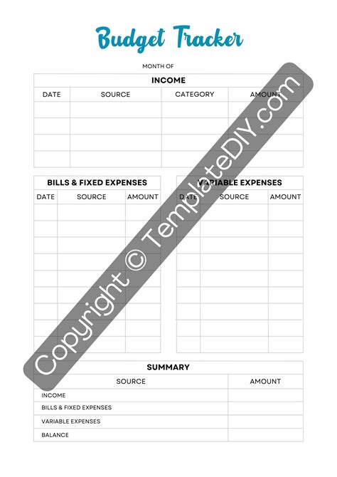 Budget Tracker Template Printable in PDF, Word, Excel