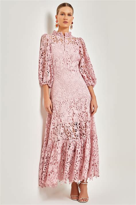 Vestido Midi Renda Maya Nude