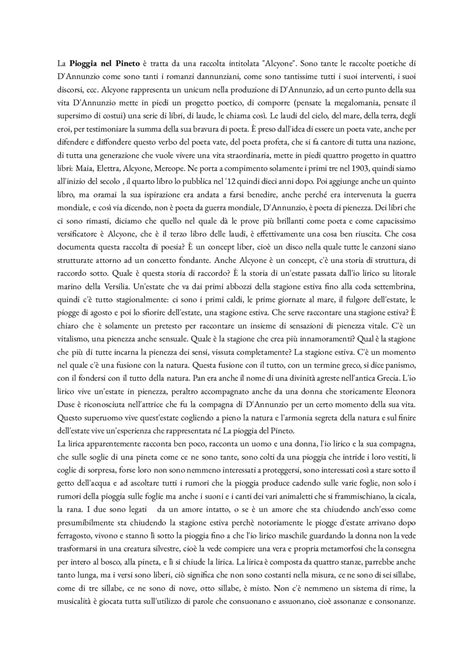 Parafrasi Pioggia Nel Pineto 5