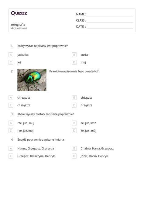 Ponad 50 Pisownia Ortografia Arkuszy Roboczych Dla Klasa 1 W Quizizz