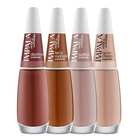 Kit Esmaltes Coleção A Sua Moda Tons Marrom Nude Impala As melhores marcas de cosmético