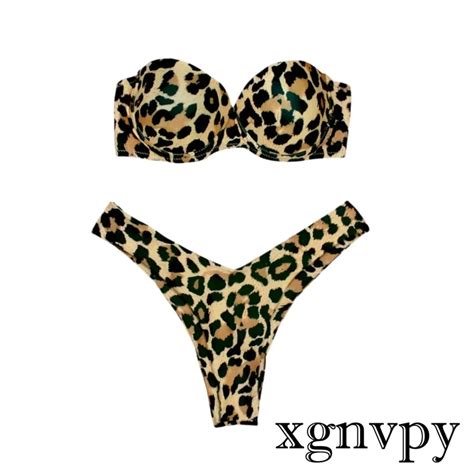 Xgnvpy Sexy Women Bikini Swimsuit Push Up Bra Bikini Set Two Piece Swim Suit Swimwear Low