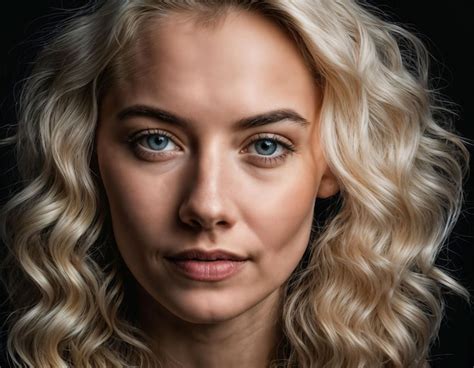 Premium AI Image Photo Of Close Up Beautiful European Woman With Blonde Hair Color In Black