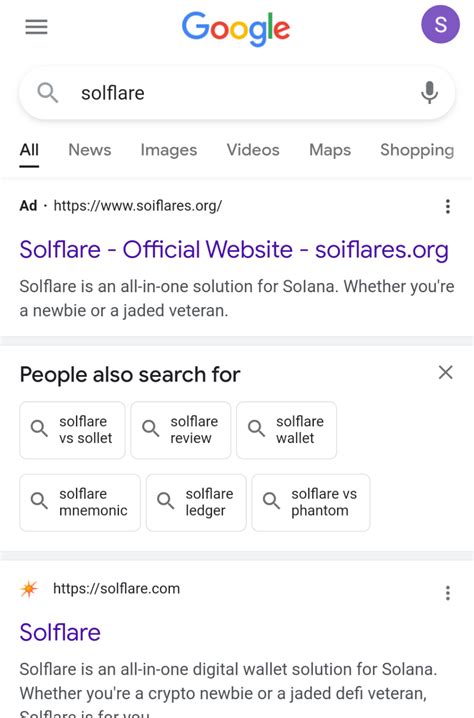 Major Scam, Be Careful, Check URL!!! when you Google Solflare a fake