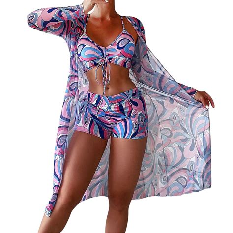 High Waist Bikinis Piece Bikini Set Cover Up Swimsuit For Women Long Sleeve Push Up