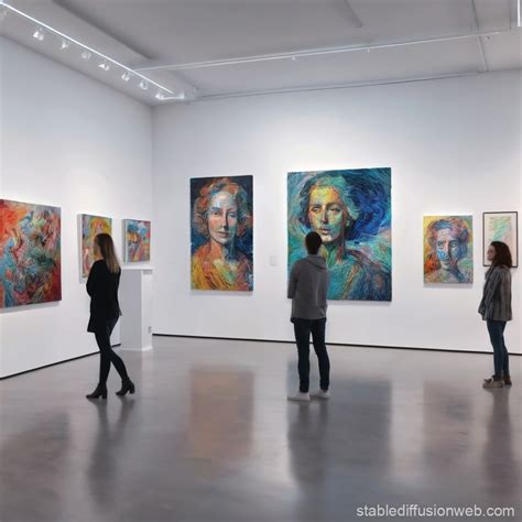 Ai Generated Art Being Displayed In An Art Gallery Prompts Stable