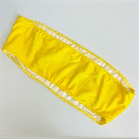 Dolls Kill Swim Dolls Kill Yellow Caution Slippery When Wet Bandeau High Leg Bikini Set