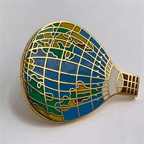 Hot Air Balloon Pin World Globe Festival Souvenir Alb Gem