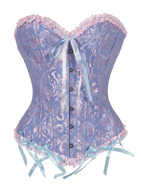 Dodoing Dodoing Women Satin Lace Sexy Bustier Corset Basque Lace Up Lingerie G String Set S