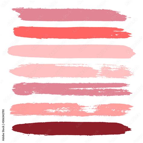 Makeup Strokes Set Of Lipstick Swatches Beauty And Cosmetic Nude Pink And Red Brush Smudges