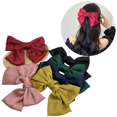 Jual Jepit Rambut Pita Besar Korea Satin Silky Agnes Ribbon Hairpin